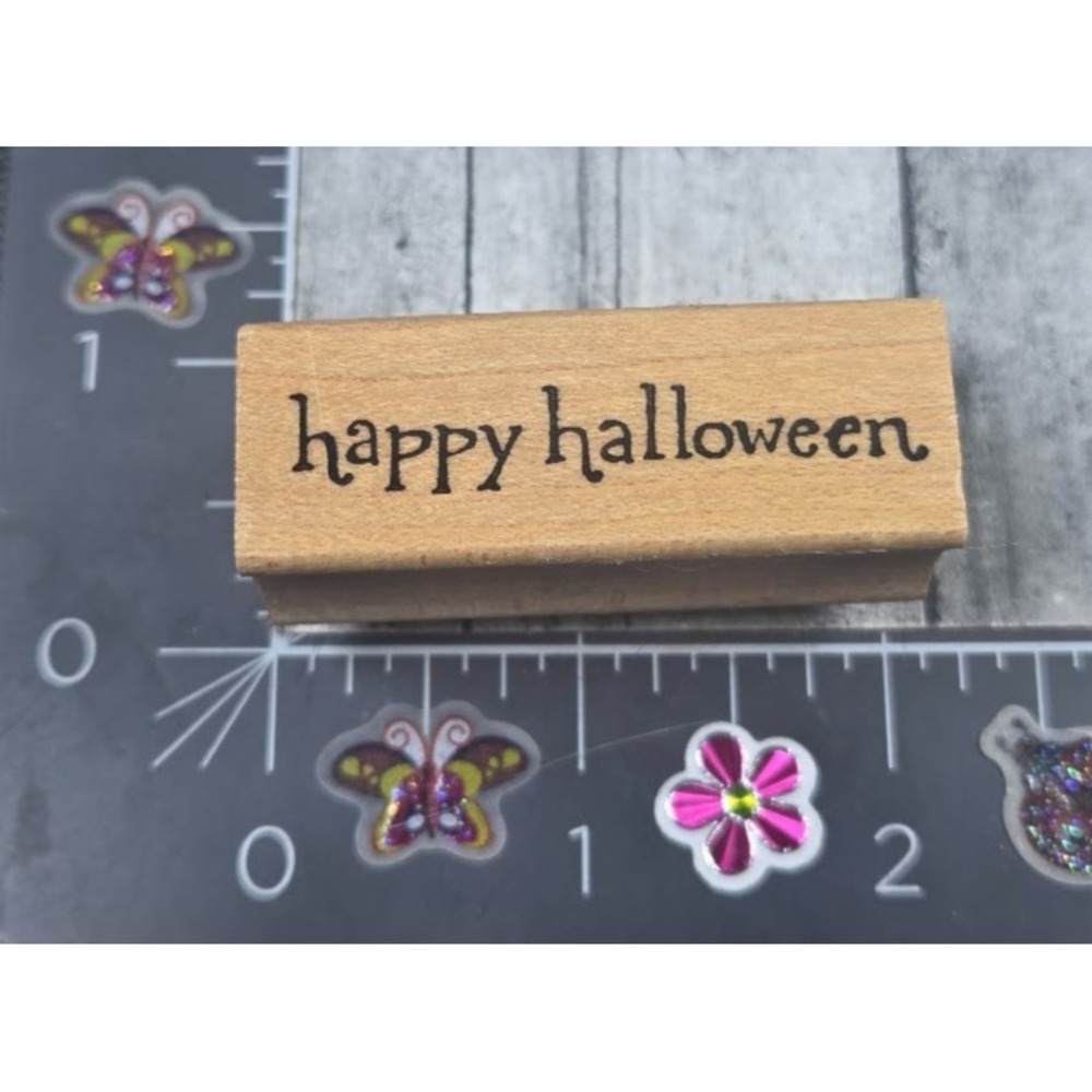 Northwoods Happy Halloween Lowercase Print Rubber Stamp Wood #L2